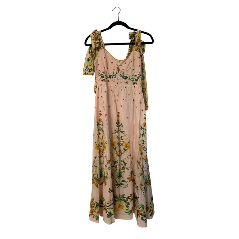 NWT Farm Rio Pink Botanical Beauty Shoulder Bow midi dress - Picture 6 of 7